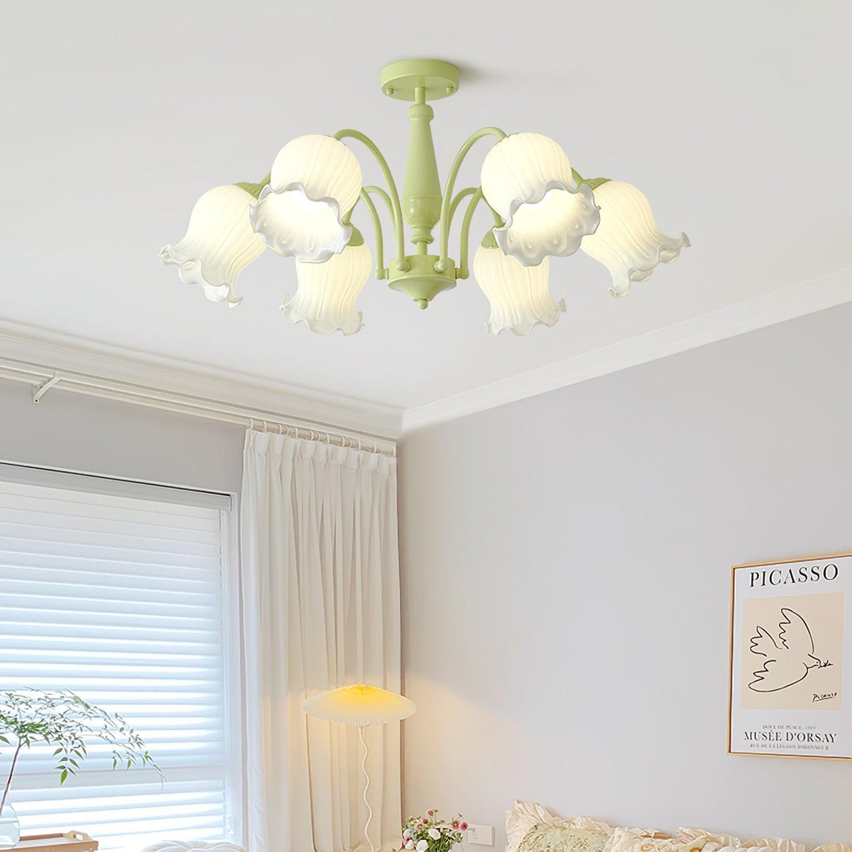 Lustra Chandelier Trompette Fleurs Pétales en Verre Pastel - Neutralighting