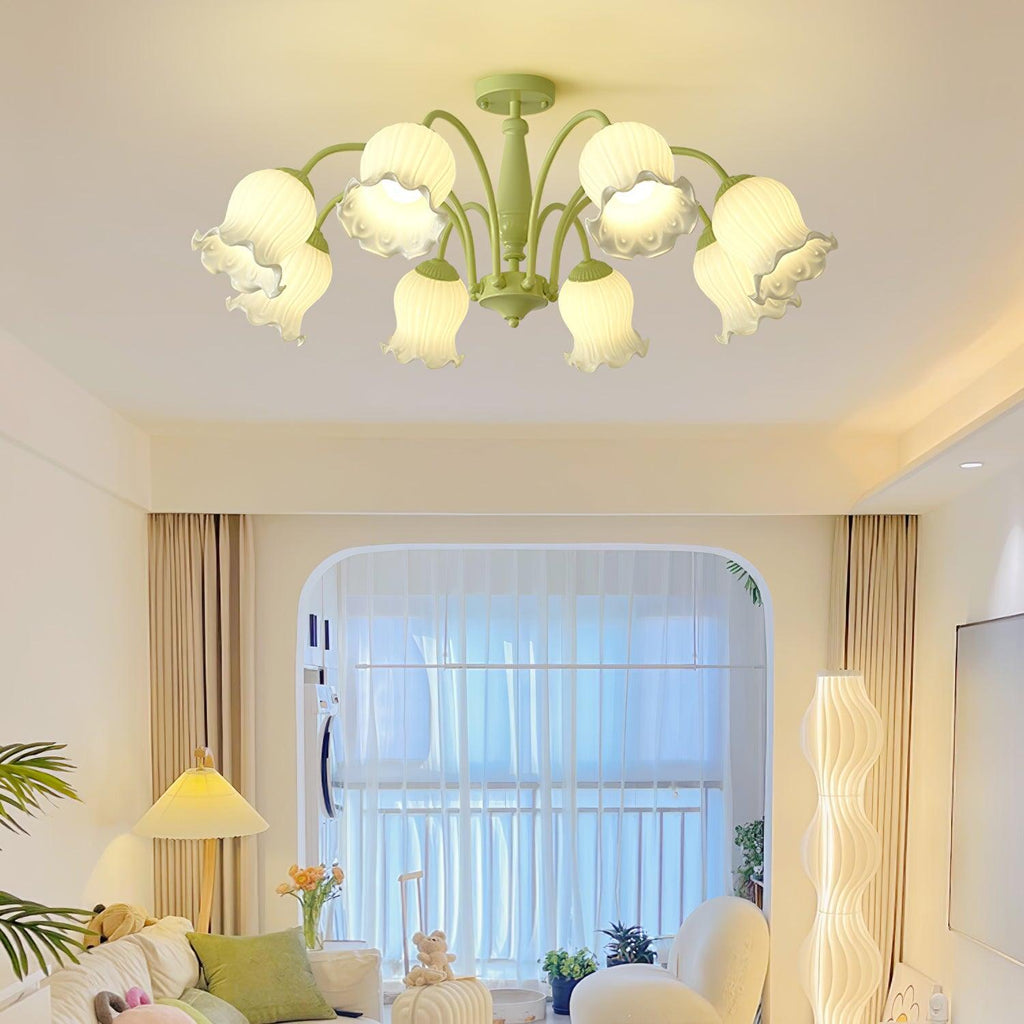 Lustra Chandelier Trompette Fleurs Pétales en Verre Pastel - Neutralighting