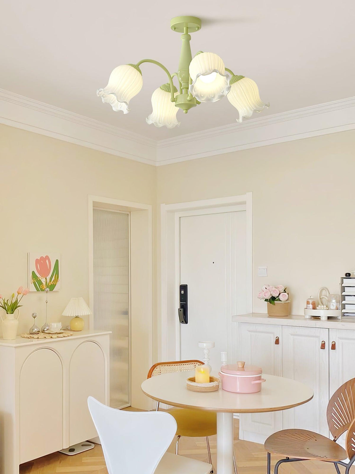 Lustra Chandelier Trompette Fleurs Pétales en Verre Pastel - Neutralighting