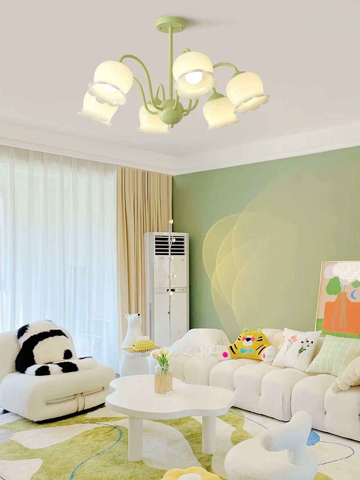 Lustra Chandelier Trompette Fleurs Pétales en Verre Pastel - Neutralighting
