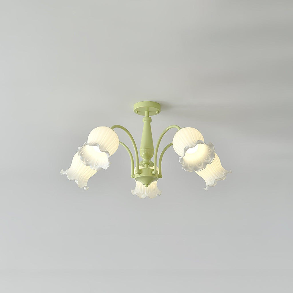 Lustra Chandelier Trompette Fleurs Pétales en Verre Pastel - Neutralighting