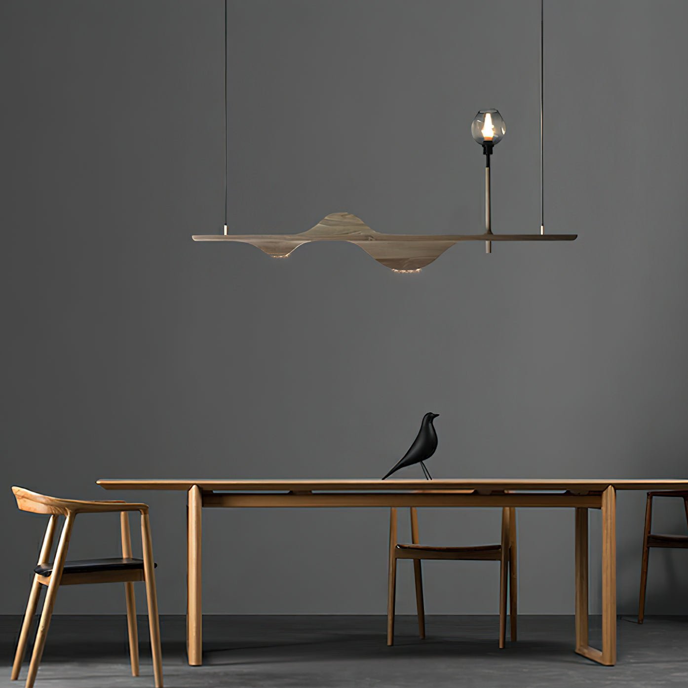 Cushais Vague Bois Pendentif Lumière - Neutralighting