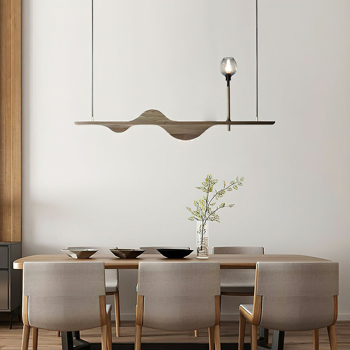 Cushais Vague Bois Pendentif Lumière - Neutralighting