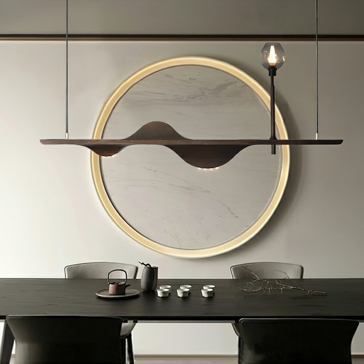 Cushais Vague Bois Pendentif Lumière - Neutralighting