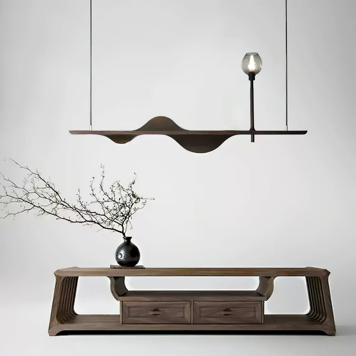 Cushais Vague Bois Pendentif Lumière - Neutralighting