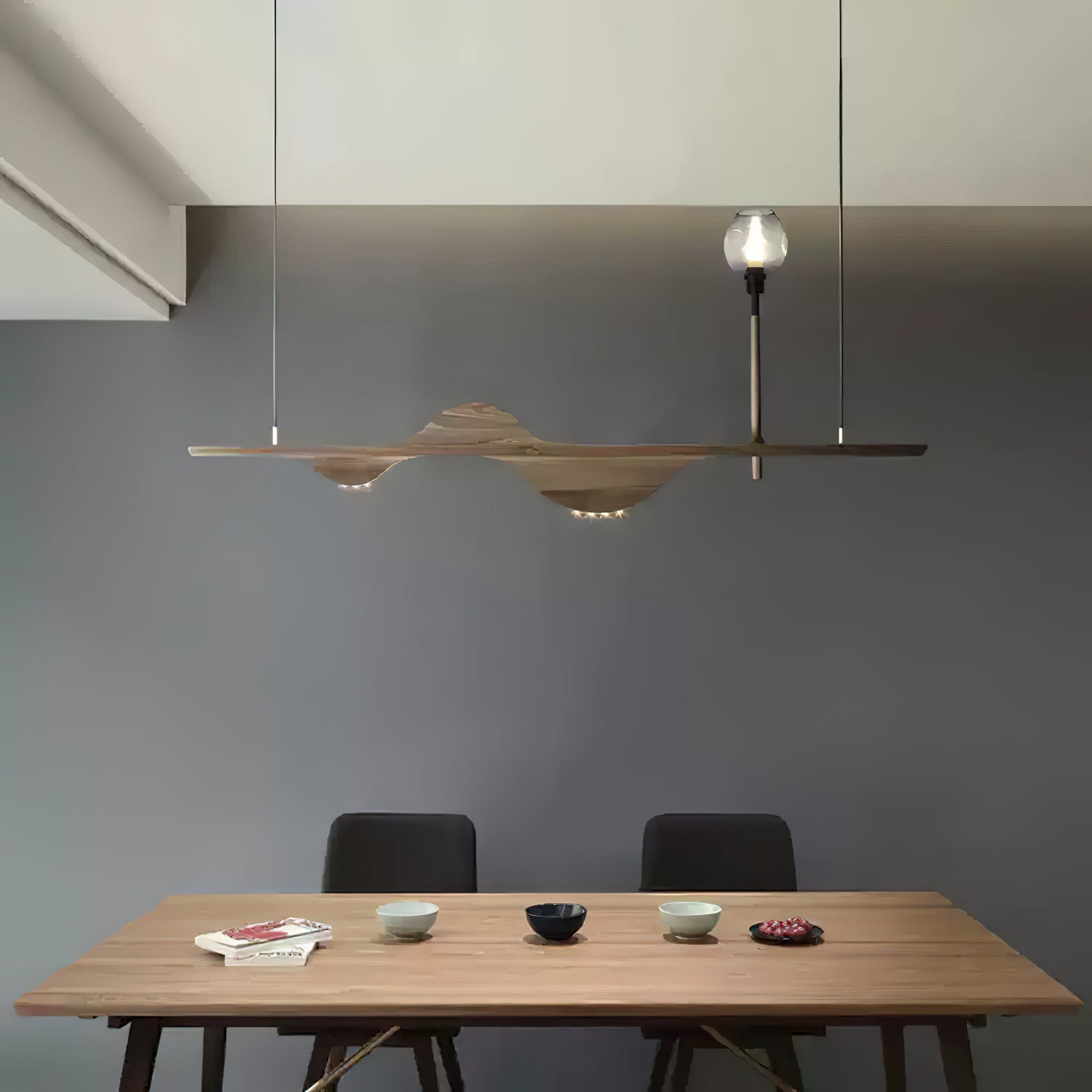 Cushais Vague Bois Pendentif Lumière - Neutralighting