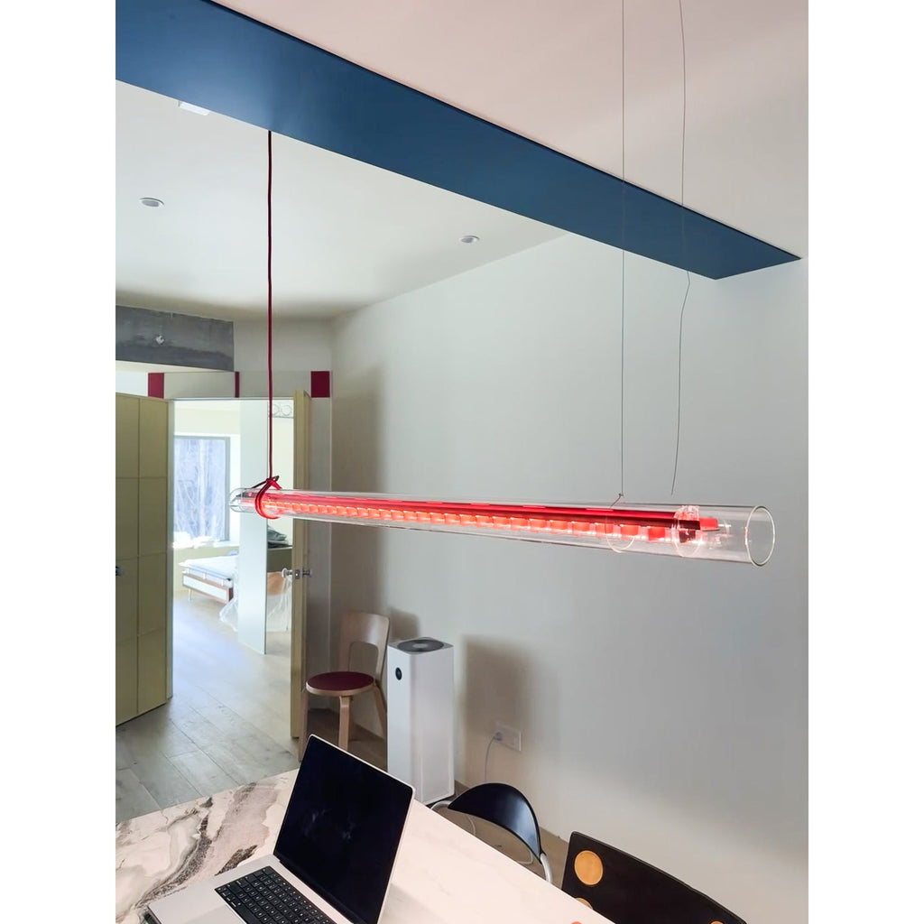 Cata Moderne Minimalisme Linéaire LED Métal Verre Lumière Pendentif - Neutralighting