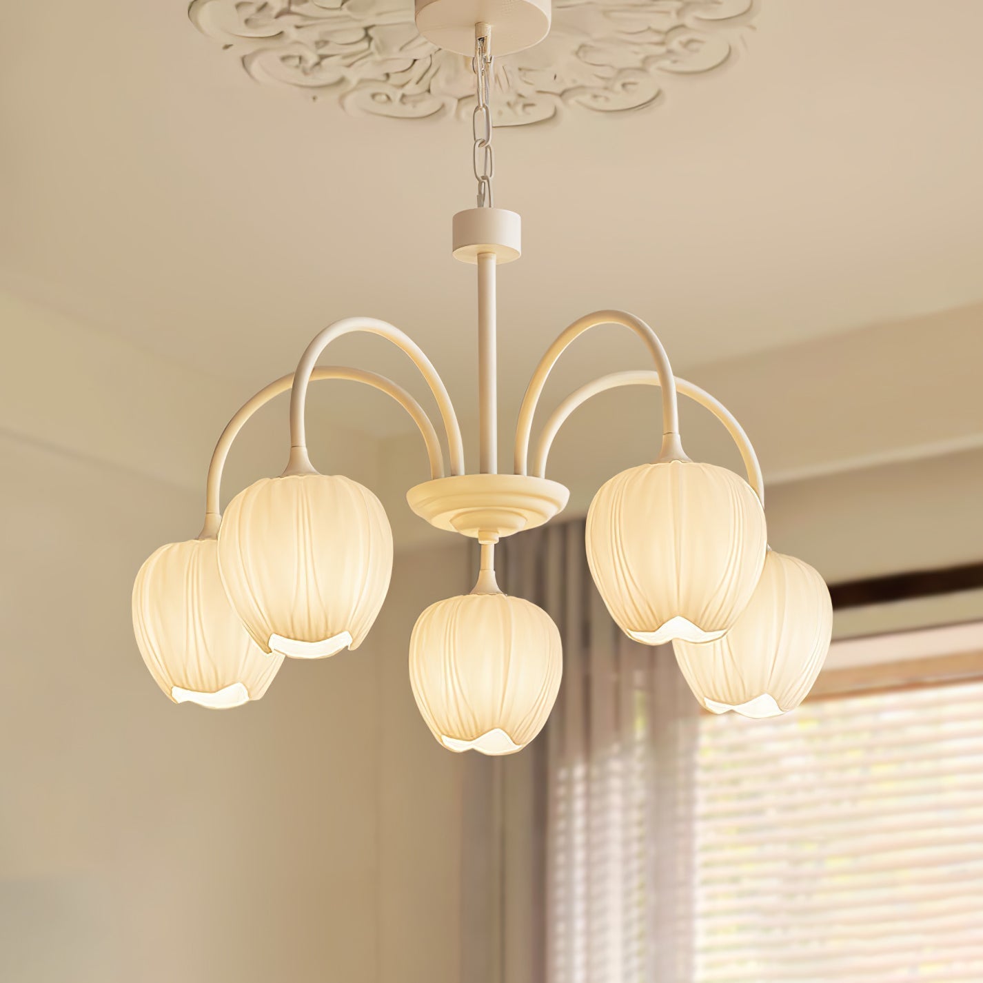 Lustra Chandelier Tulipe en Verre Matcha - Neutralighting