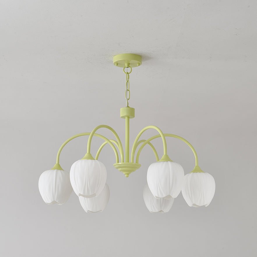 Lustra Chandelier Tulipe en Verre Matcha - Neutralighting
