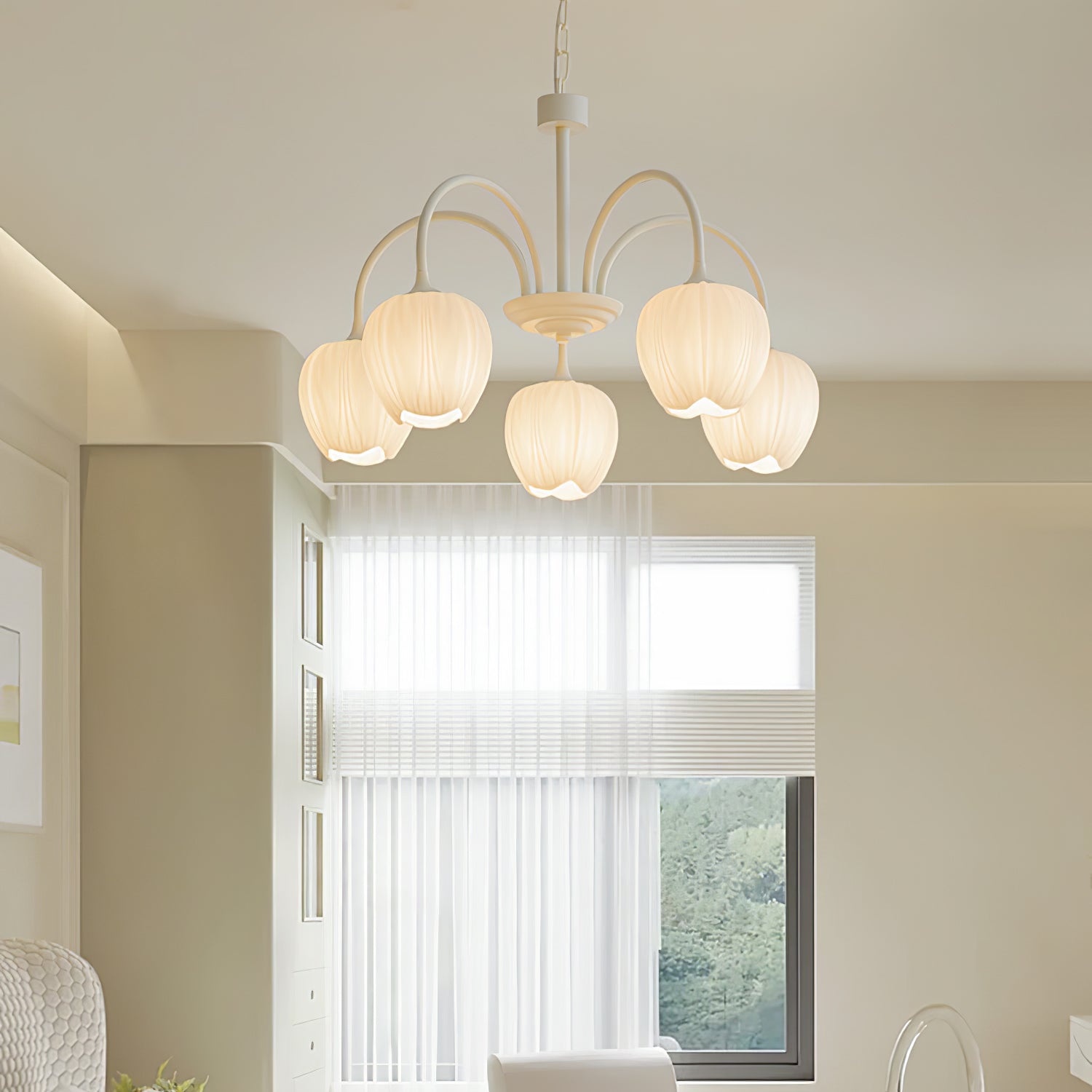 Lustra Chandelier Tulipe en Verre Matcha - Neutralighting