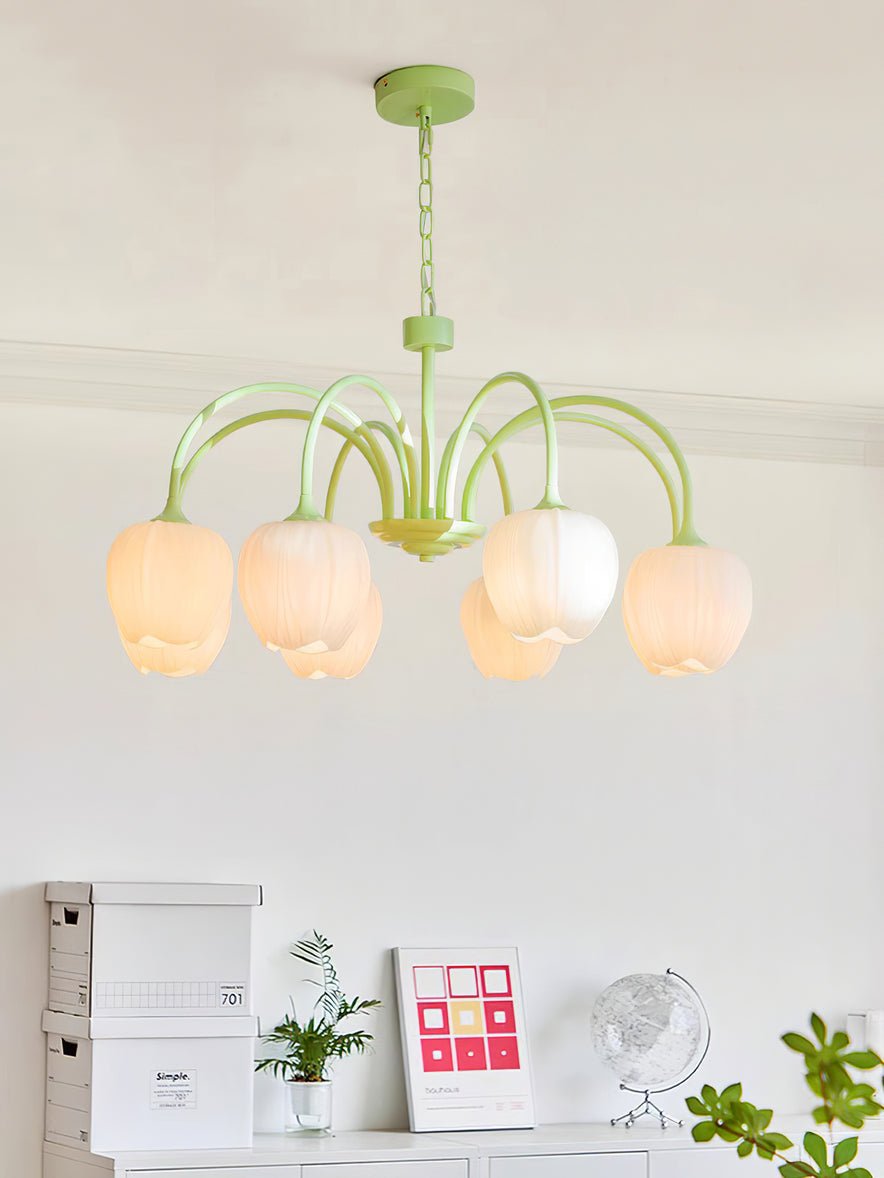 Lustra Chandelier Tulipe en Verre Matcha - Neutralighting