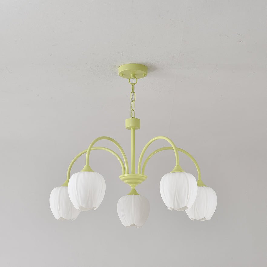 Lustra Chandelier Tulipe en Verre Matcha - Neutralighting