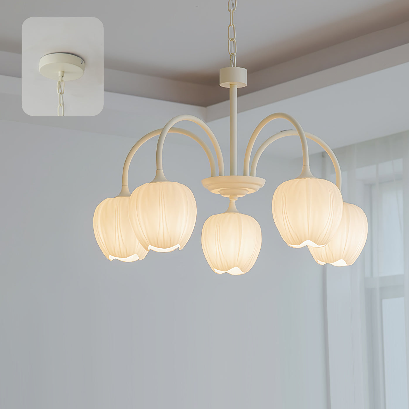 Lustra Chandelier Tulipe en Verre Matcha - Neutralighting