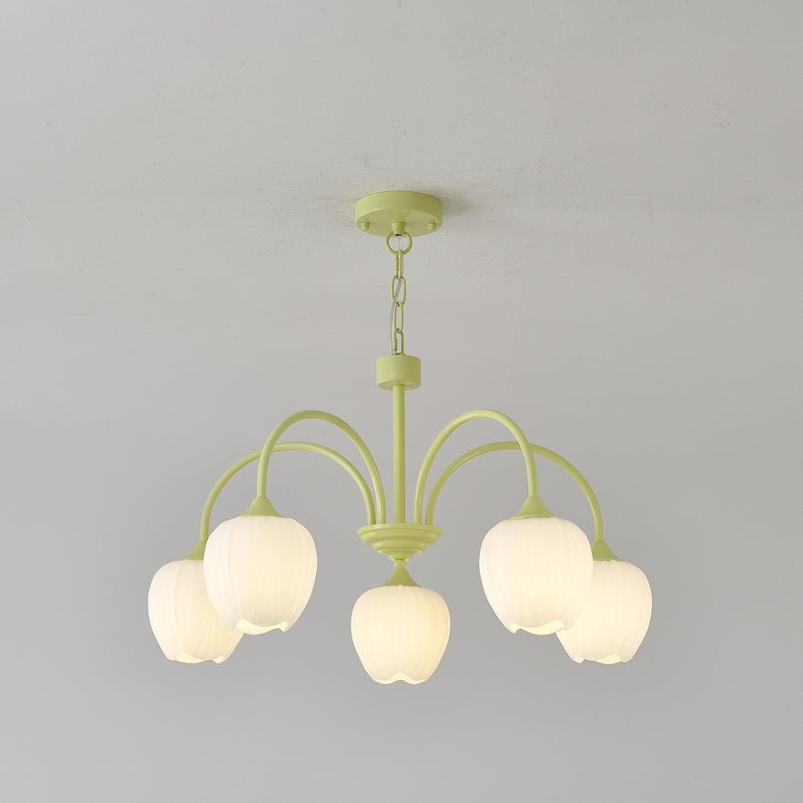 Lustra Chandelier Tulipe en Verre Matcha - Neutralighting