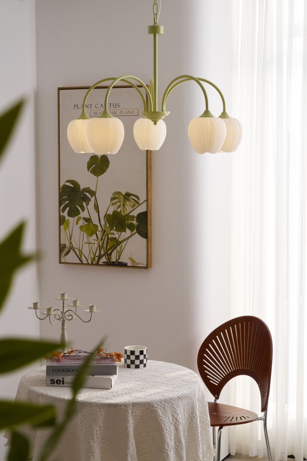 Lustra Chandelier Tulipe en Verre Matcha - Neutralighting