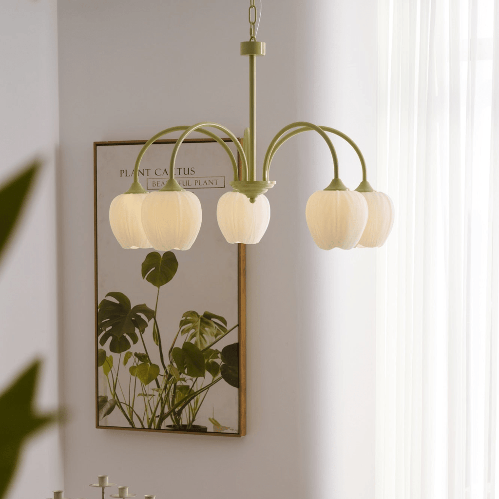 Lustra Chandelier Tulipe en Verre Matcha - Neutralighting