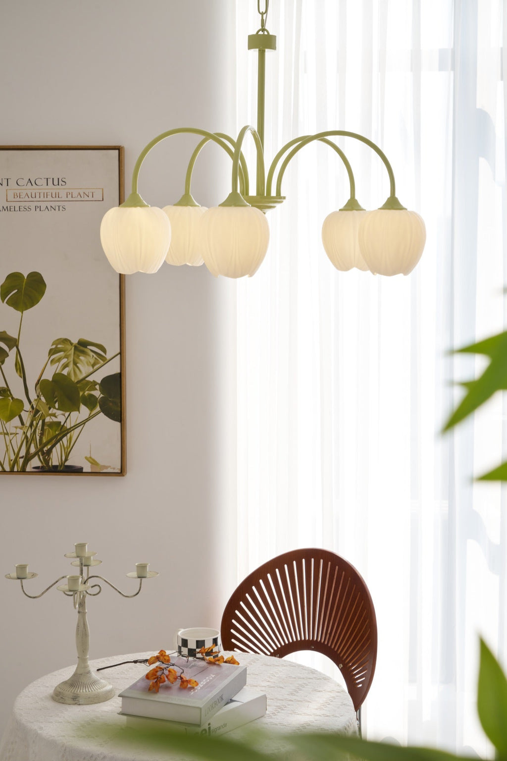 Lustra Chandelier Tulipe en Verre Matcha - Neutralighting