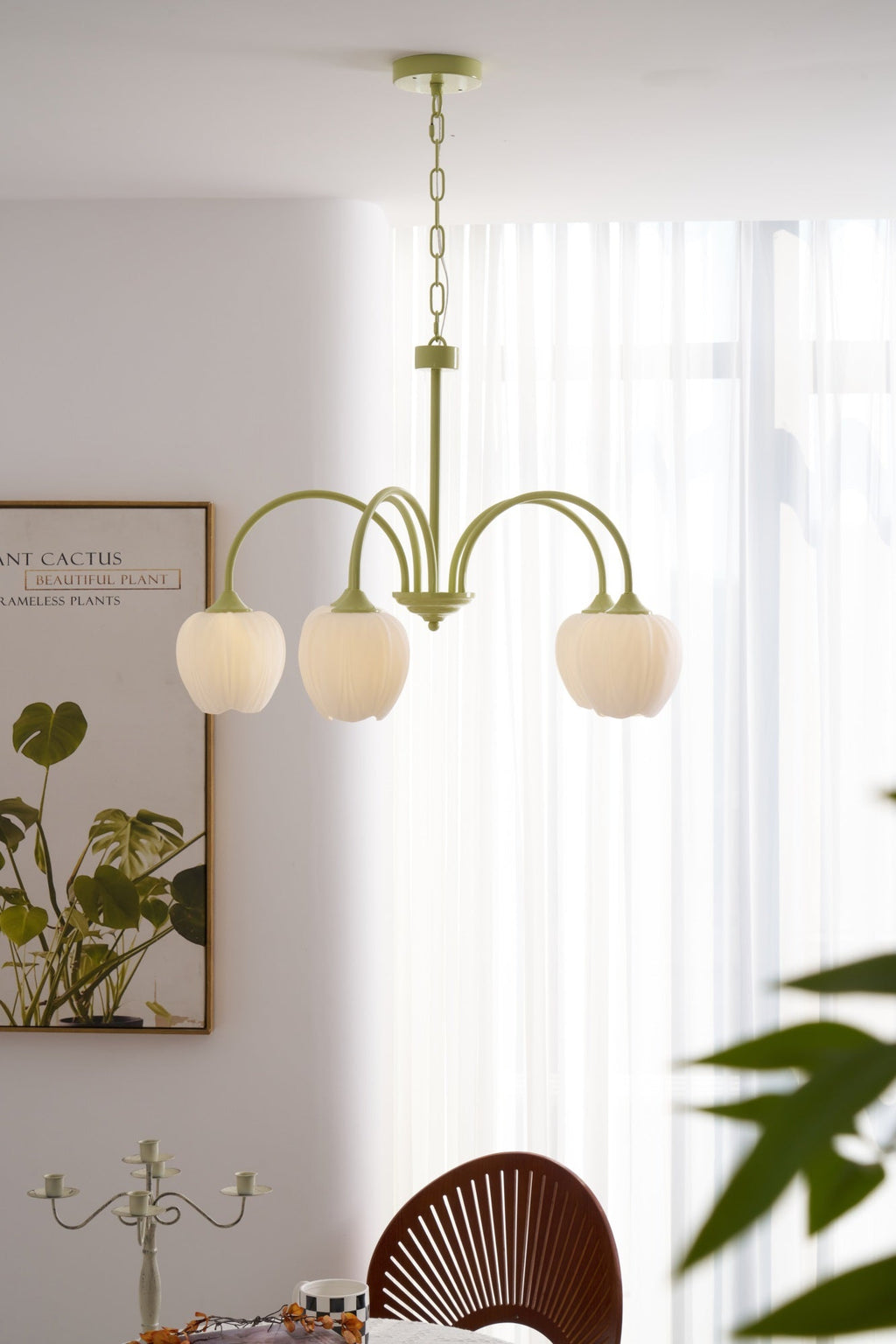 Lustra Chandelier Tulipe en Verre Matcha - Neutralighting