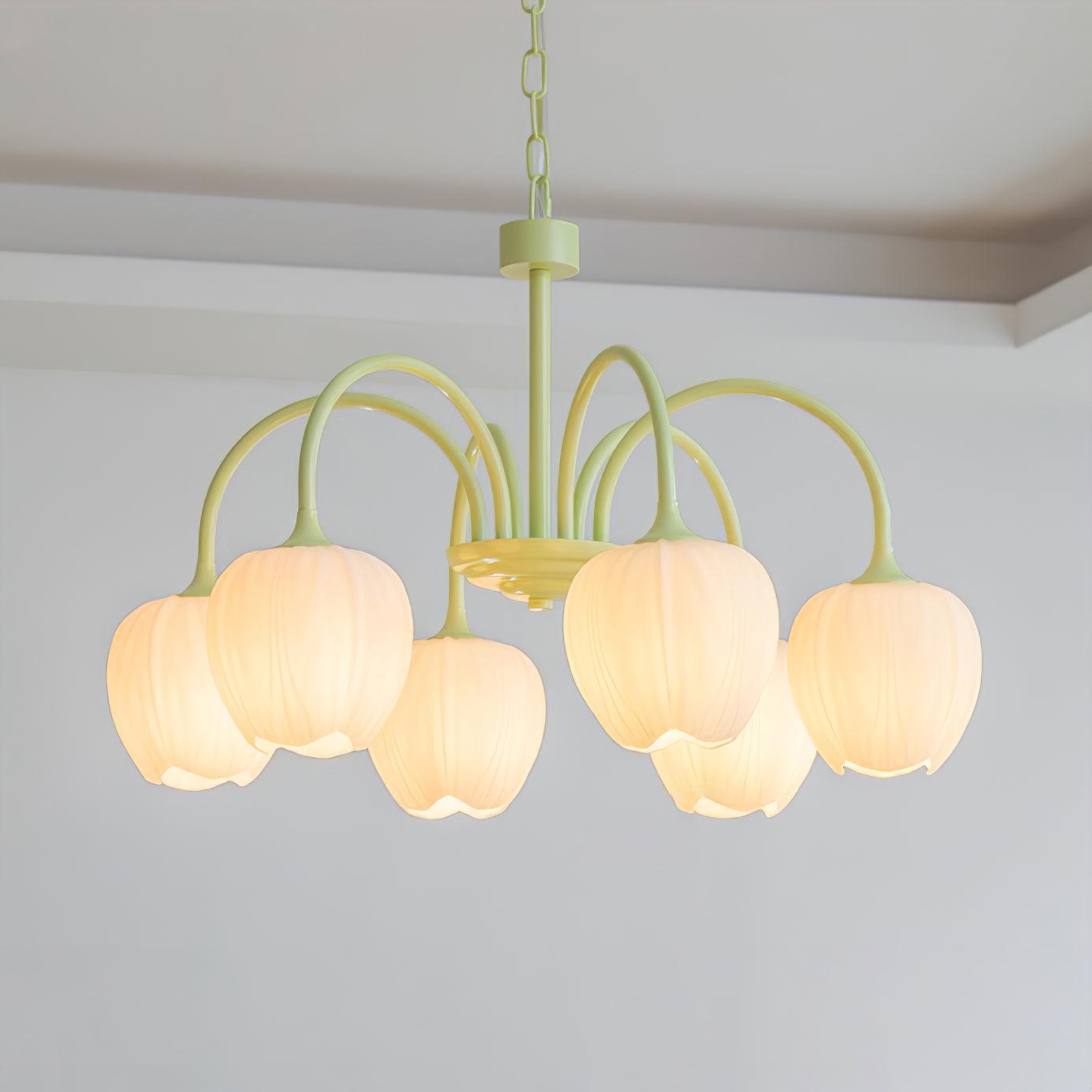 Lustra Chandelier Tulipe en Verre Matcha - Neutralighting