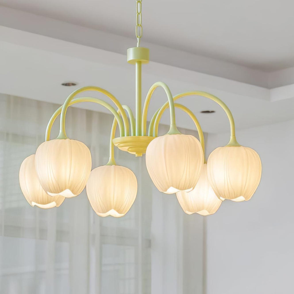 Lustra Chandelier Tulipe en Verre Matcha - Neutralighting