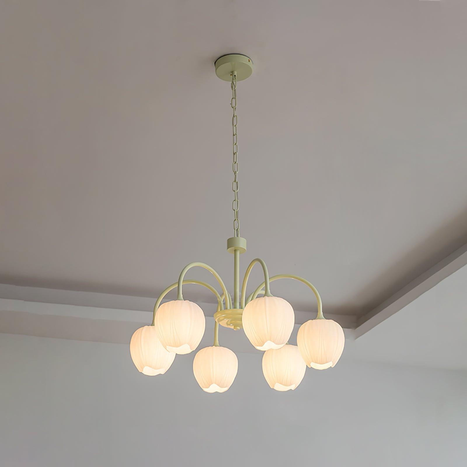 Lustra Chandelier Tulipe en Verre Matcha - Neutralighting