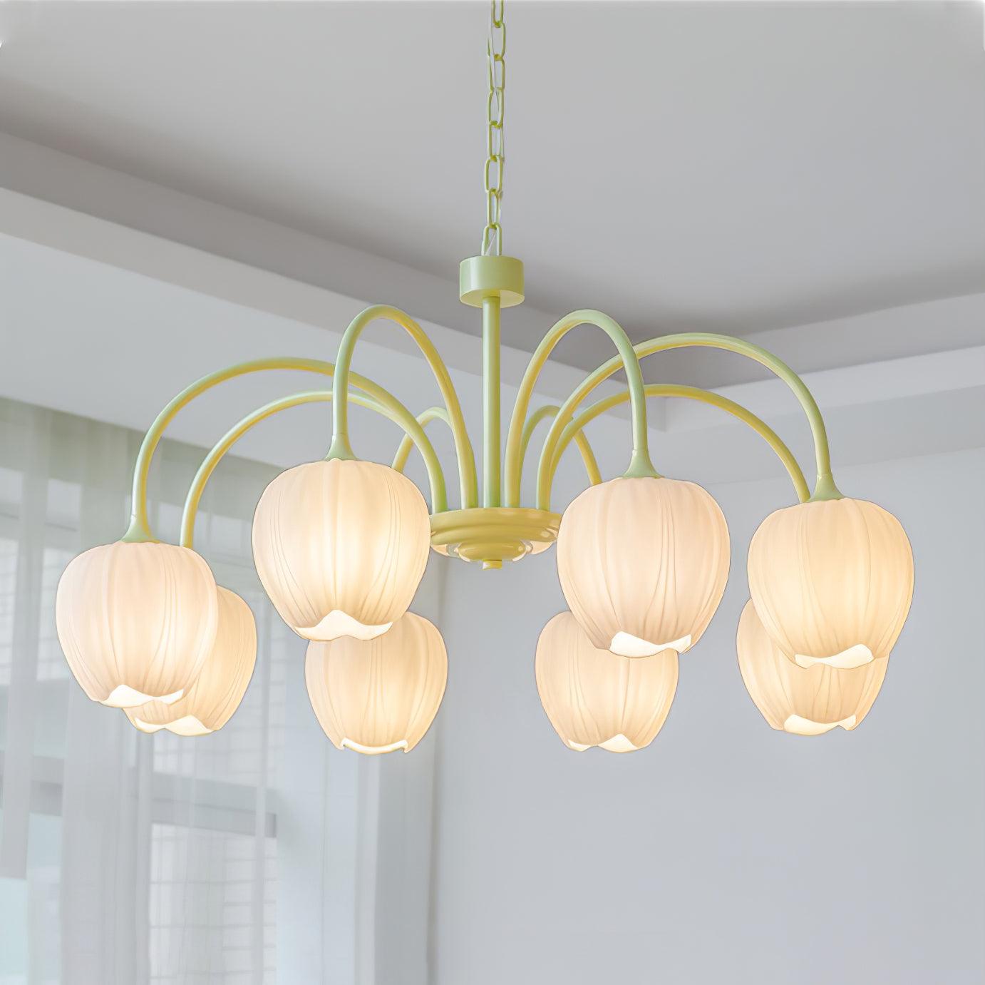 Lustra Chandelier Tulipe en Verre Matcha - Neutralighting