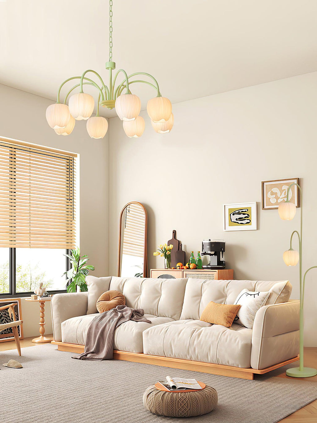 Lustra Chandelier Tulipe en Verre Matcha - Neutralighting
