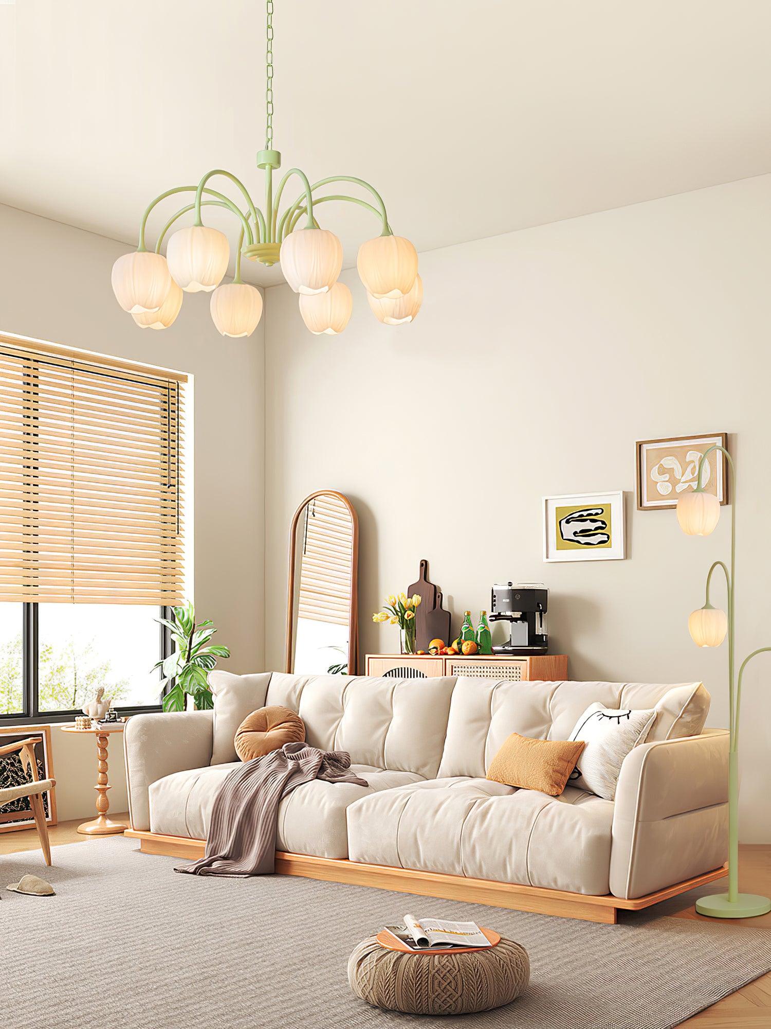 Lustra Chandelier Tulipe en Verre Matcha - Neutralighting