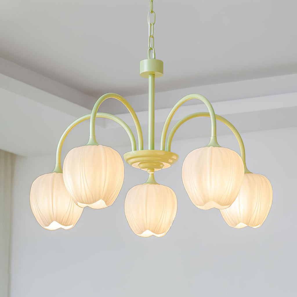 Lustra Chandelier Tulipe en Verre Matcha - Neutralighting