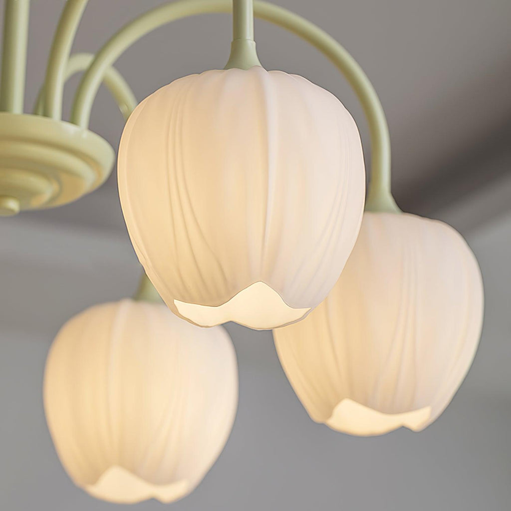 Lustra Chandelier Tulipe en Verre Matcha - Neutralighting