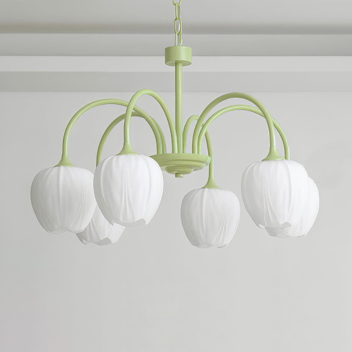 Lustra Chandelier Tulipe en Verre Matcha - Neutralighting