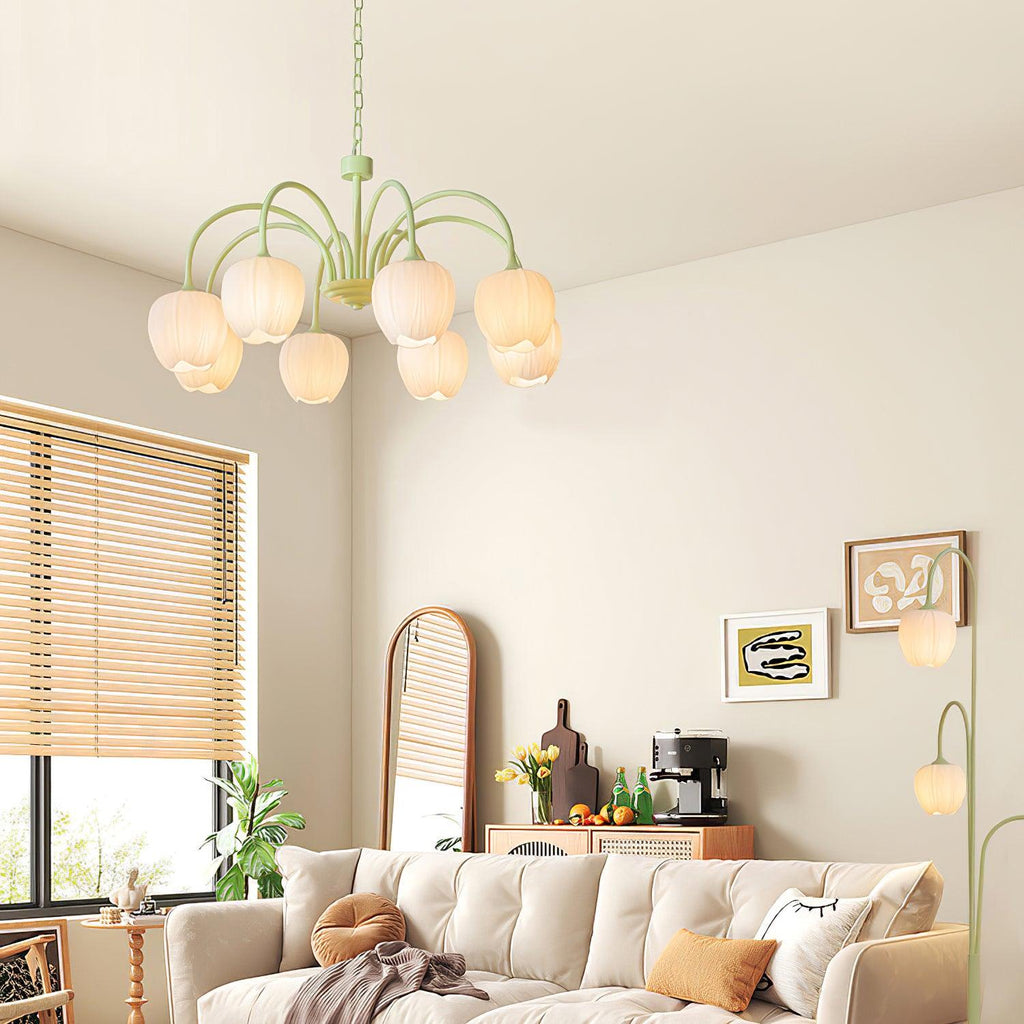 Lustra Chandelier Tulipe en Verre Matcha - Neutralighting
