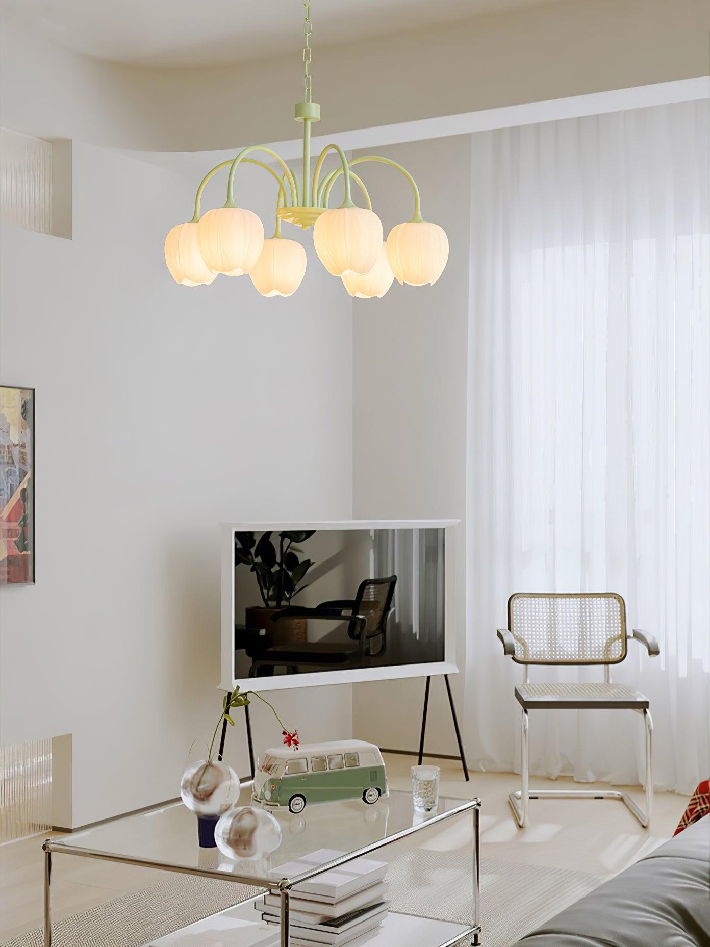 Lustra Chandelier Tulipe en Verre Matcha - Neutralighting