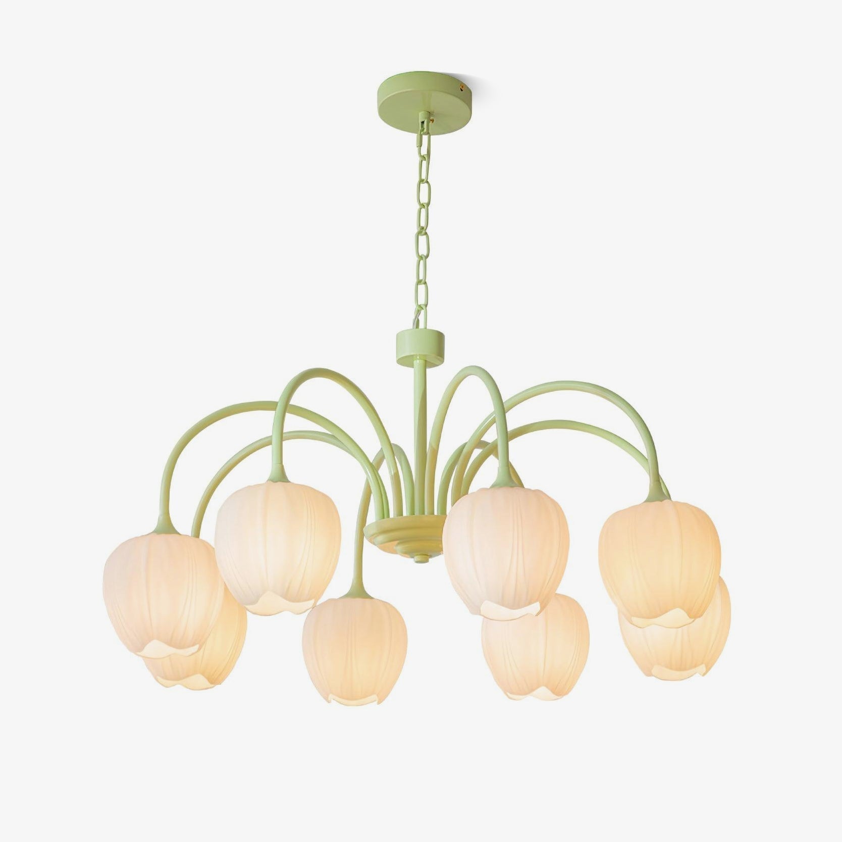 Lustra Chandelier Tulipe en Verre Matcha - Neutralighting