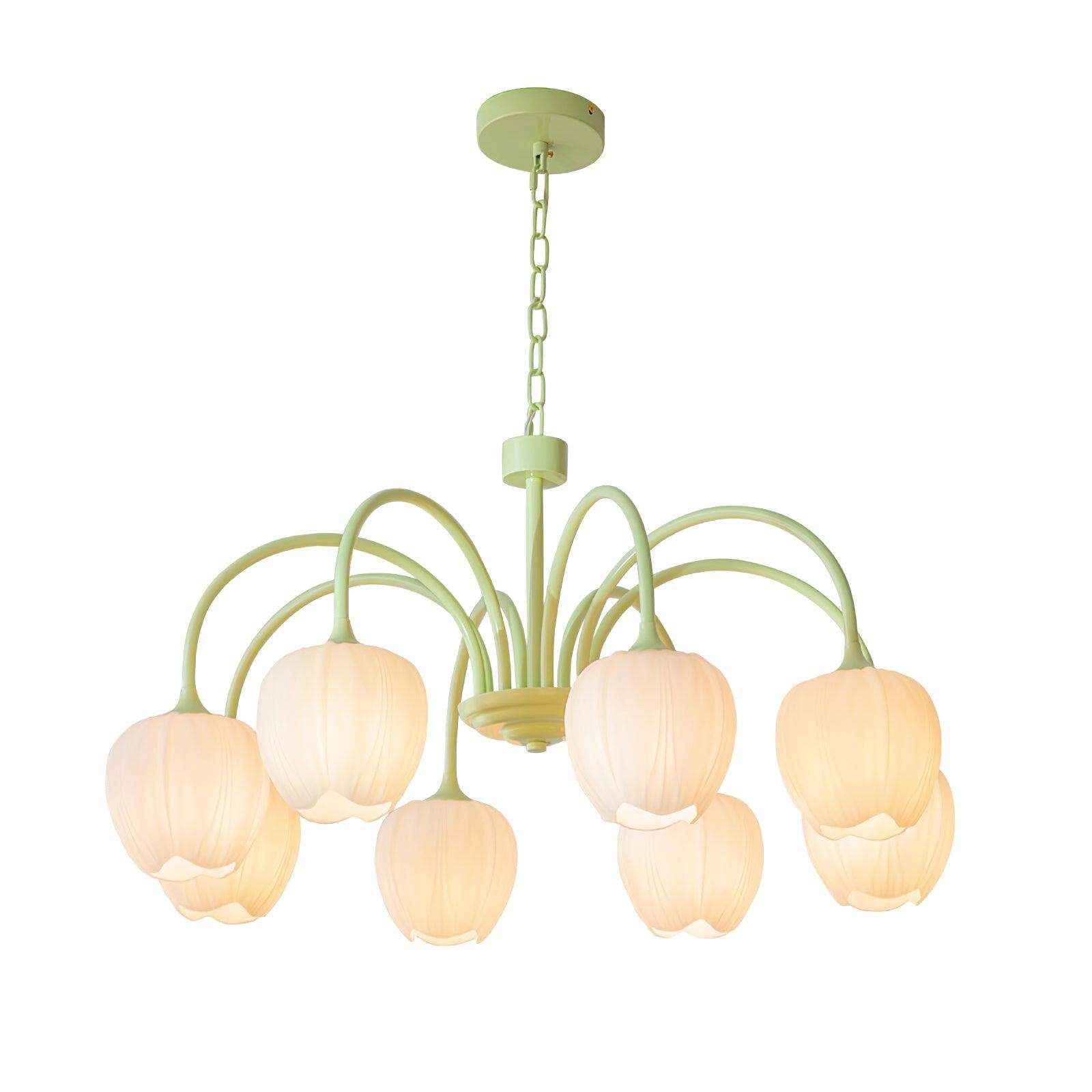 Lustra Chandelier Tulipe en Verre Matcha - Neutralighting