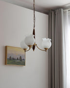 Lustra Chandelier en Verre, Bois et Laiton Vintage - Neutralighting