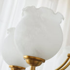 Lustra Chandelier en Verre, Bois et Laiton Vintage - Neutralighting