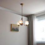 Lustra Chandelier en Verre, Bois et Laiton Vintage - Neutralighting