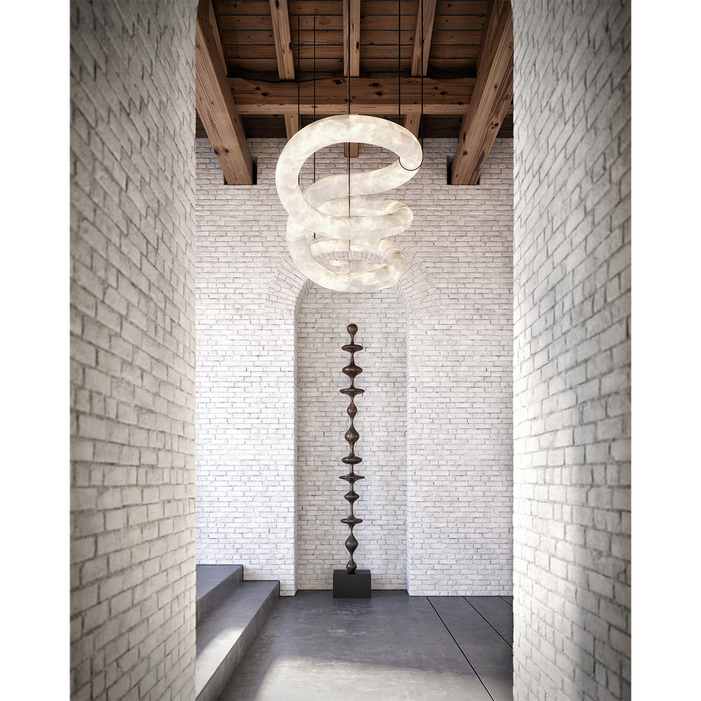 Syrinan Lustre Anneau Luxe Cuir Albâtre Minimaliste Moderne - Neutralighting