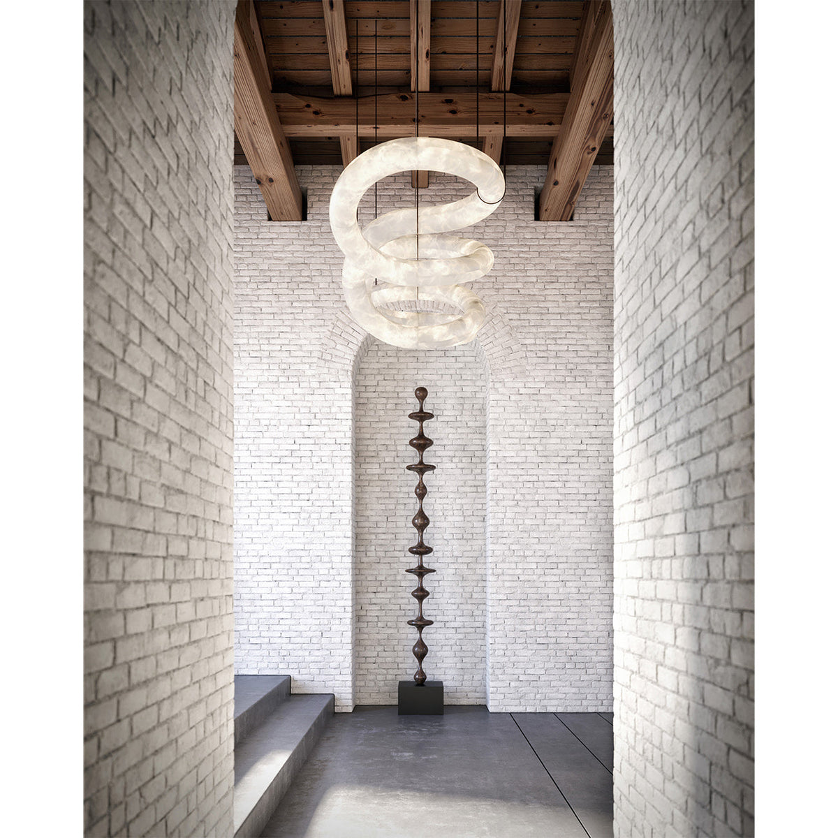 Syrinan Lustre Anneau Luxe Cuir Albâtre Minimaliste Moderne - Neutralighting