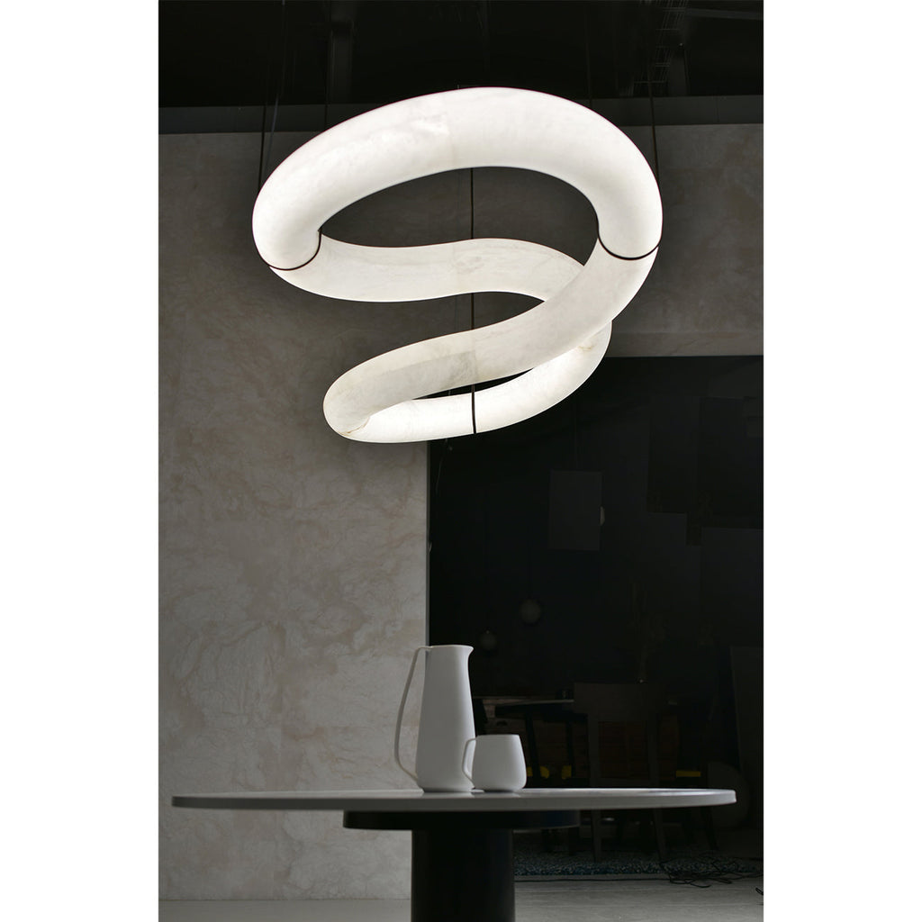 Syrinan Lustre Anneau Luxe Cuir Albâtre Minimaliste Moderne - Neutralighting