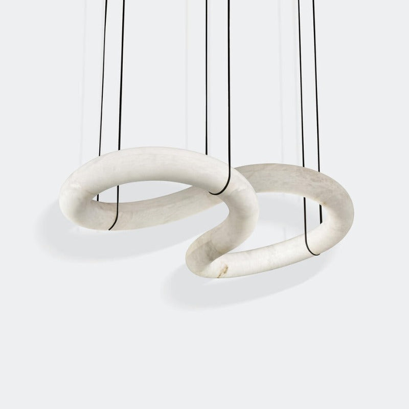 Syrinan Lustre Anneau Luxe Cuir Albâtre Minimaliste Moderne - Neutralighting