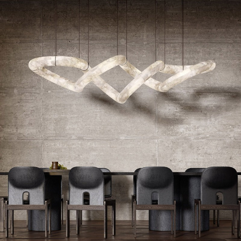 Syrinan Lustre Anneau Luxe Cuir Albâtre Minimaliste Moderne - Neutralighting