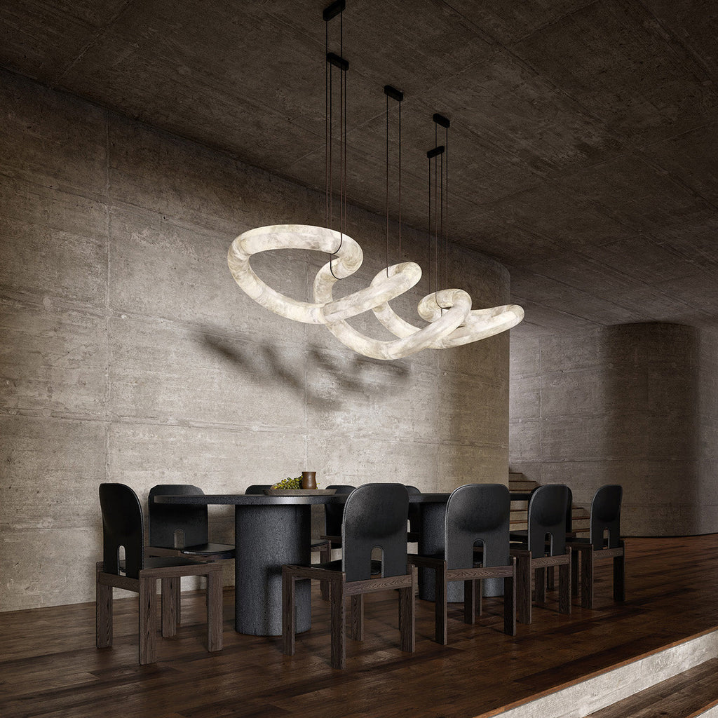 Syrinan Lustre Anneau Luxe Cuir Albâtre Minimaliste Moderne - Neutralighting