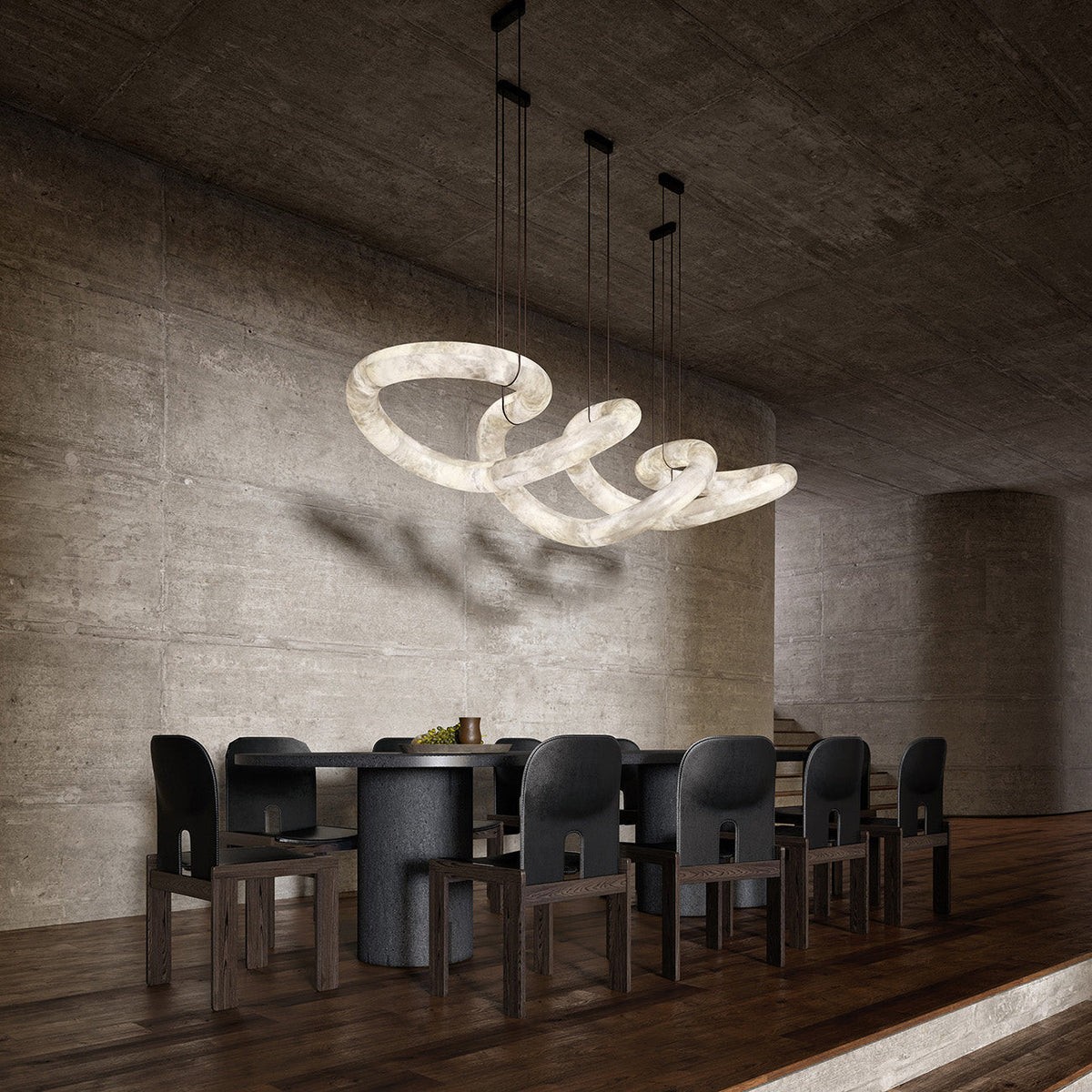 Syrinan Lustre Anneau Luxe Cuir Albâtre Minimaliste Moderne - Neutralighting