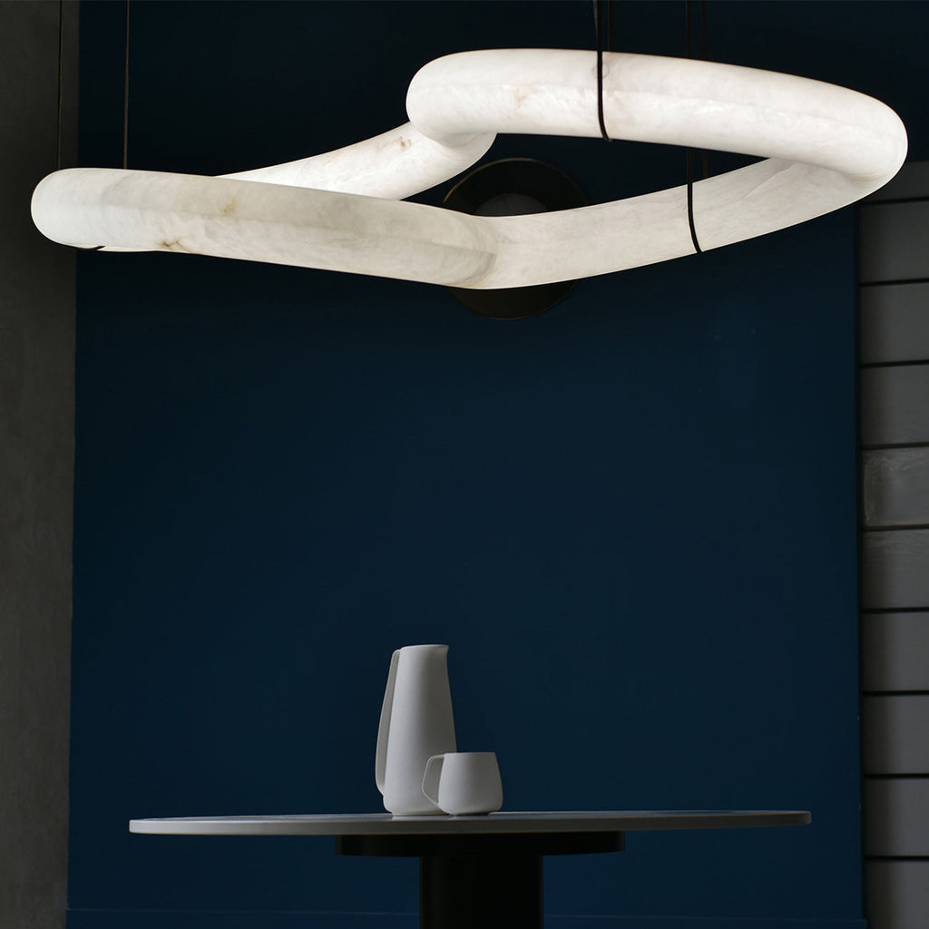 Syrinan Lustre Anneau Luxe Cuir Albâtre Minimaliste Moderne - Neutralighting