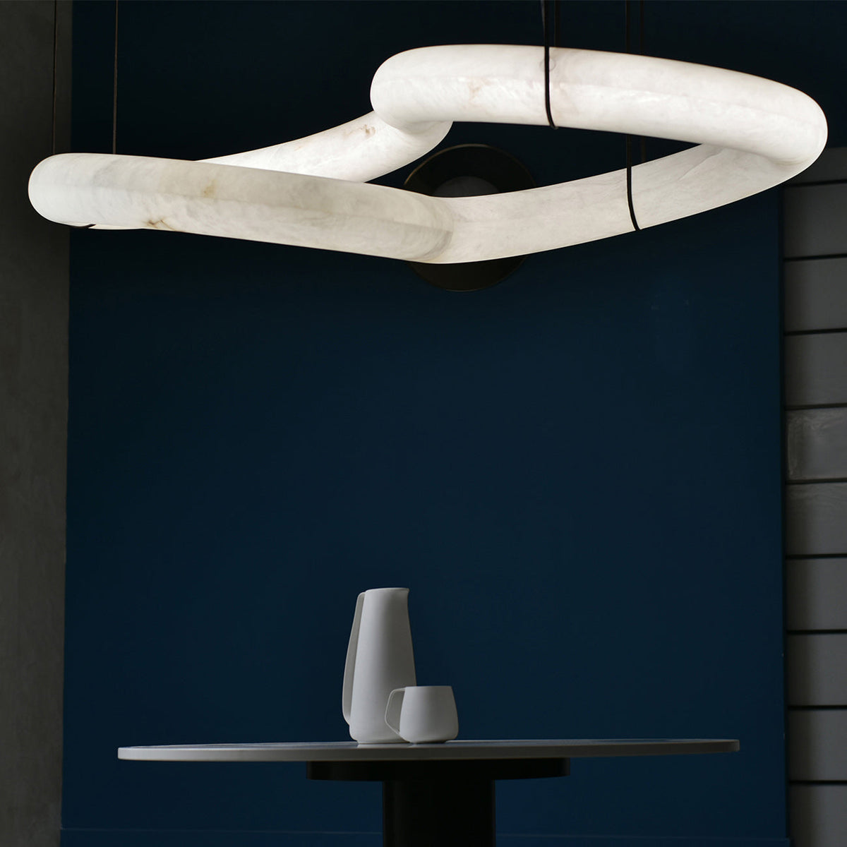 Syrinan Lustre Anneau Luxe Cuir Albâtre Minimaliste Moderne - Neutralighting
