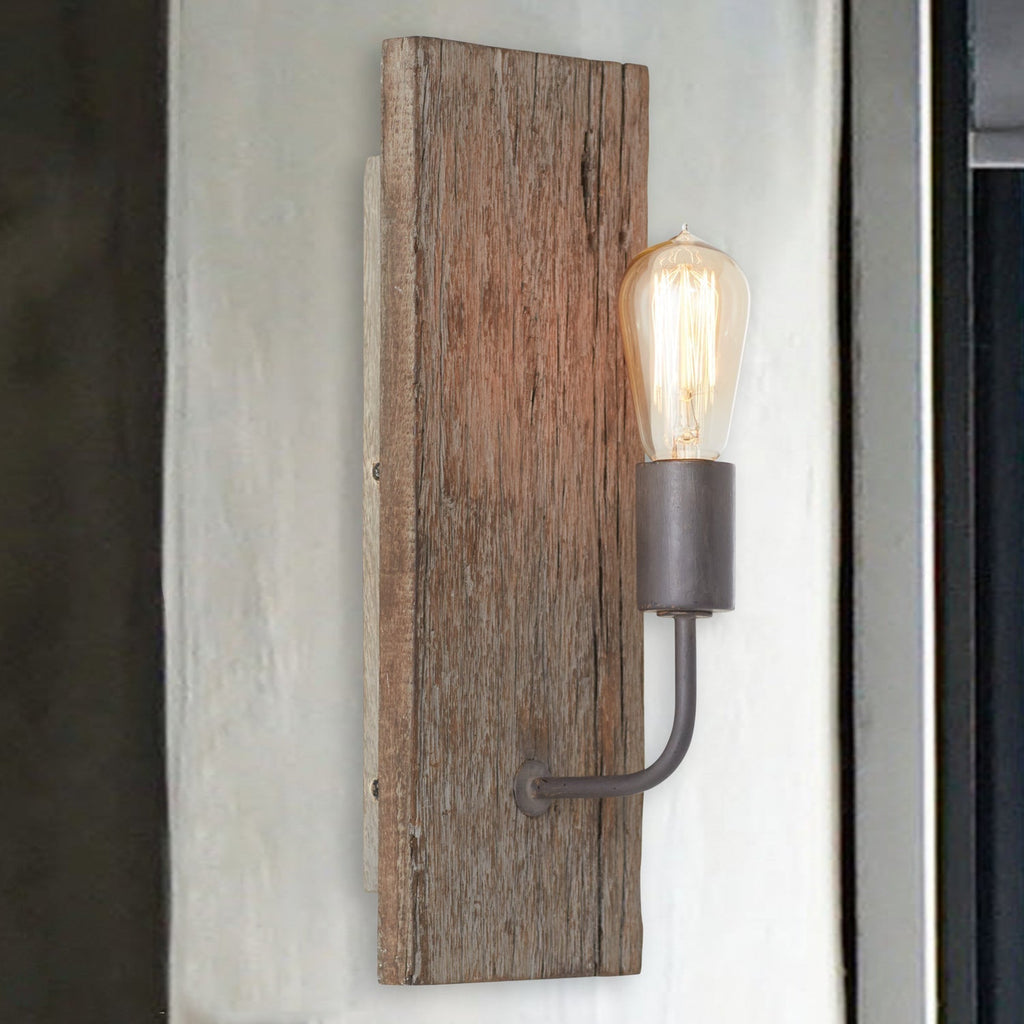 Ovenaris Applique Murale Bois Métal Industriel Vintage - Neutralighting