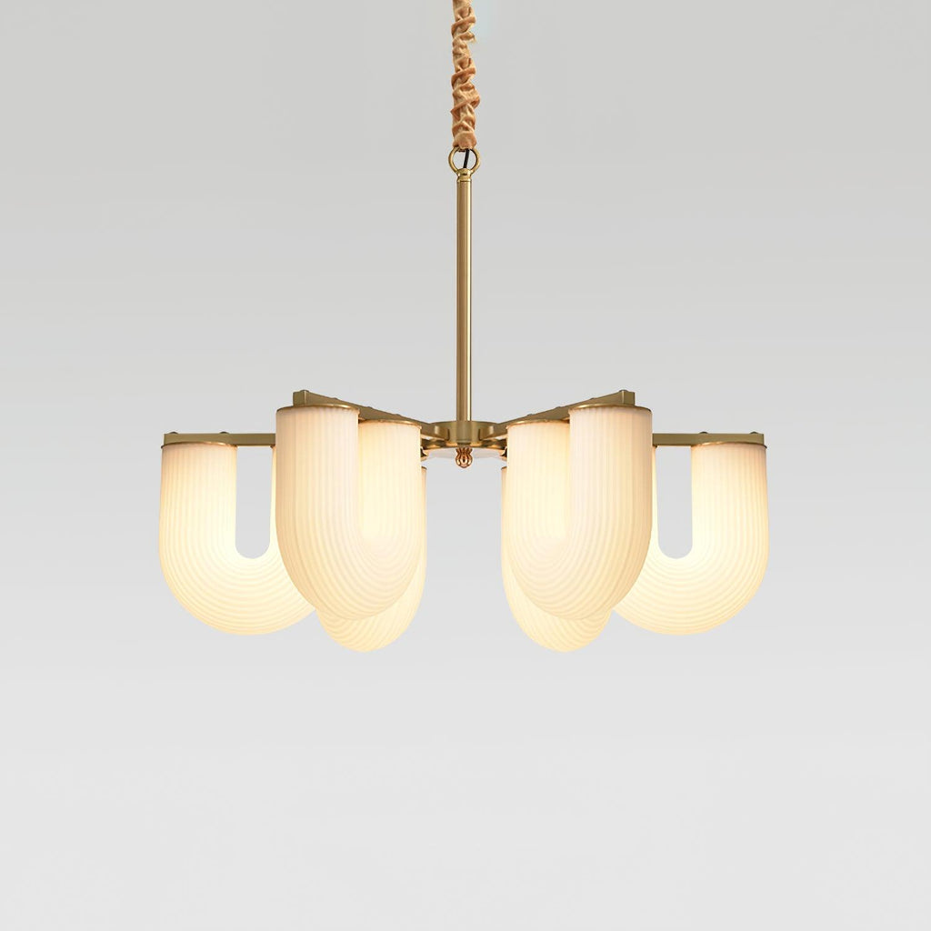 Agatha Lustre en Forme de U Verre Dépoli Tubes en U Laiton Moderne - Neutralighting