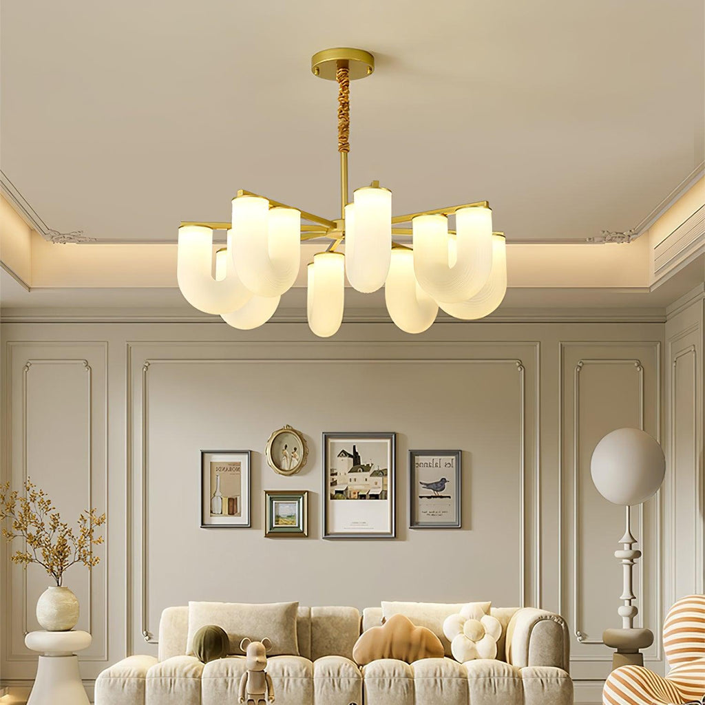 Agatha Lustre en Forme de U Verre Dépoli Tubes en U Laiton Moderne - Neutralighting